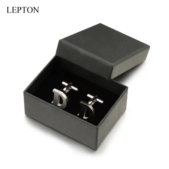 Lepton Nerūdijančio plieno Raides, rankogalių segtukai, skirta Mens Black & Sidabro Spalvos Raidė D abėcėlės Rankogalių segtukai Vyrų Marškinių Rankogaliai Mygtuką