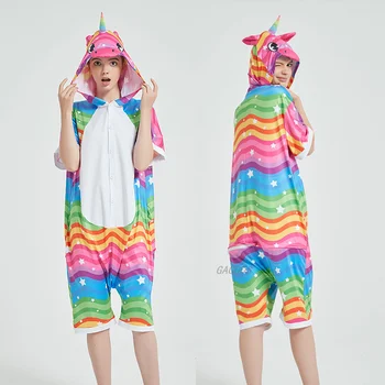 Nauja Vasaros Berniukų, Mergaičių naktiniai marškiniai, pižamos Vaikams Panda Pižamos Oneise Merginos Vienaragis Pajama Kigurumi Pijamas 4-12Years Pieno Šilko Sleepwear