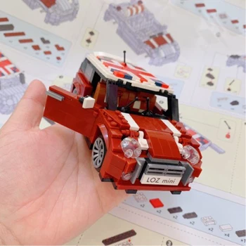 LOZ 1111 Raudona Mados Automobilių Sporto Transporto priemonės, 3D Modelį 492pcs 