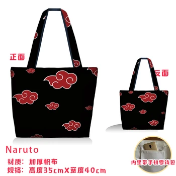 Anime Pečių Maišą Naruto Vyras, Mergaitė Juoda Drobė Maišelis užtrauktukas pirkinių krepšys vieno peties rankinę drobės moterų maišas