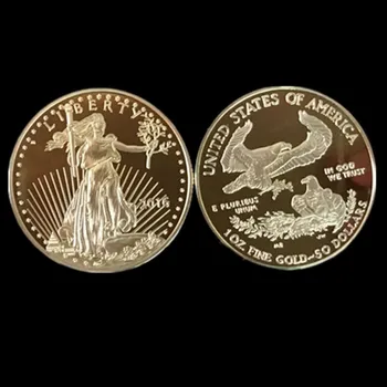 100 vnt nemagnetiniai Laisvę 2016 laisvės ženklelis 24K nekilnojamojo auksą, padengtą 32.6 mm erelis suvenyrų dekoravimas monetos