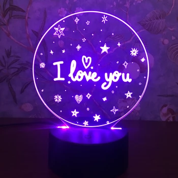 Valentino dienos Dovana Draugei, aš TAVE MYLIU, Spalvinga 3D Holograma Meilė Širdies Žvaigždžių Lempos Naktį šviesos USB Akrilo Žibintai Partijos Naudai