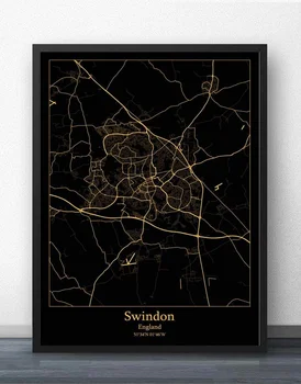 Plymouth Skaityti Sheffield Southampton Swindon York Anglijos Žemėlapis Plakatas