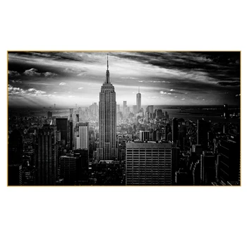 Klestinčios niujorko saulėlydžio vaizdas nuotrauką sienos menas, plakatų ir spausdina ant drobės Manhattan juoda ir balta tapybos namų puošybai