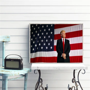 Donald Trump Portretas Amerikos Vėliava JAV Prezidentas Balsuoti 2020 Drobės tapyti Aliejumi Spausdinti Plakato Sienos paveiksl Namų Dekoro