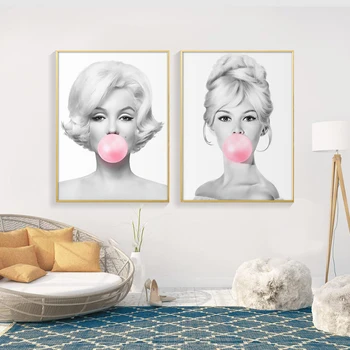 Audrey Hepburn Brigitte Bardot Marilyn Monroe kramtomosios Gumos Drobė Paveikslų, Plakatų ir grafikos Sienos Meno Nuotrauka už Kambarį