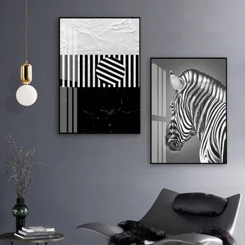 Abstrakti Juoda Balta Linija Zebra Gyvūnų Sienos Meno Tapybos Drobės Plakatas Spausdinti Nuotraukas Kambarį Namo Vidaus Apdaila