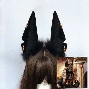 Žvėris Anubis Vilkas Kačių Ir Šunų Ausis Juoda Hairband Hairhoop Galvos Apdangalai Už Cosplay Kostiumų Priedai Rankų Darbo