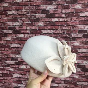Pearl gėlių, nauja vata beretė elegantiškas temperamentas šiltas dangtelis dailininko moteriška skrybėlė