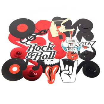 (10pc/paketas) Roko Metalo Folija Kabinti Swirls Rock n' Roll Whirls Muzikos Dekoracijos Gimtadienio