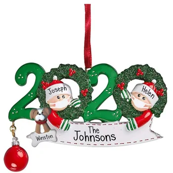 2020 Kalėdų Ornamentu Asmeniniams, Šeimos Maitintojo Dervos Dekoracijas, Kaukes Rankomis plauti Kalėdų Eglutės Kabo Pakabukas