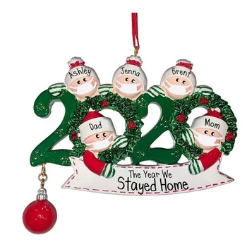 2020 Kalėdų Ornamentu Asmeniniams, Šeimos Maitintojo Dervos Dekoracijas, Kaukes Rankomis plauti Kalėdų Eglutės Kabo Pakabukas