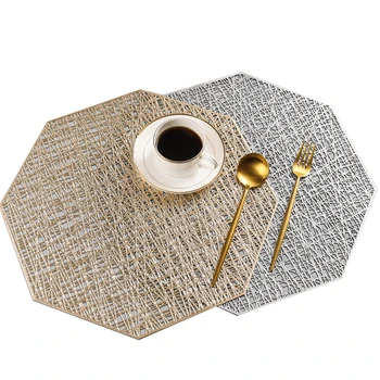 4pcs Šiaurės stalo mat Vakarų stiliaus pvc placemat izoliacija marmuro lentelė kilimėlis namų anti-plikymo vandeniui aukso spalvos