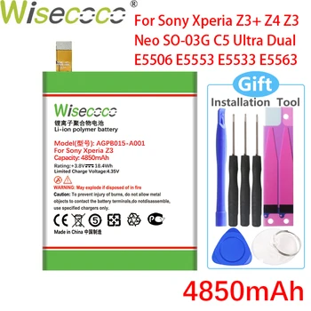 WISECOCO 4850mAh AGPB015-A001 Baterija Sony Xperia Z3+ Z4 Z3 Neo TAIP 03G C5 Ultra Dual E5506 E5553 E5533 E5563 Z3 Plus E6553