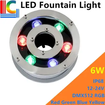 6W LED Fontanas Lempos IP68 Baseinas šviesos DMX512 RGB Povandeninis Apšvietimas, Lauko apšvietimas, Povandeninis Žibintas Sodas, Baseinas, Tvenkinys Dekoras