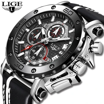 Naujas Mados Žiūrėti Vyrų LIGE Top Brand Sporto Mens Vandeniui Laikrodžiai Kvarcinis Laikrodis Vyras Atsitiktinis Karinės Laikrodis Relogio Masculino