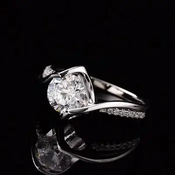 0.5-1ct Moissanite Žiedai Angel Kiss Deimantų D Spalva S925 Sterlingas Sidabro, Baltojo Aukso Padengtą Moterų Fine Jewelry
