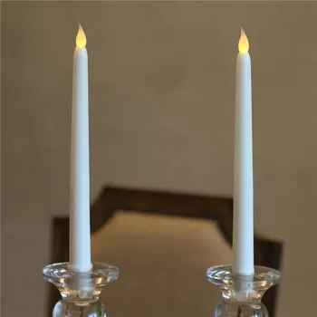 10vnt Led baterijomis, mirgėjimas flameless Dramblio kaulo siaurėjantys lempa, žvakė žvakidė Kalėdos vestuvių stalo Namų Bažnyčios dekoro 28cm(H)