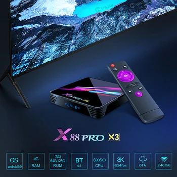X88 PRO X3 Android 9.0 TV Box 4GB RAM 64GB 32GB Amlogic S905X3 Quad Core 1080p 4K Smart TV Set-Top Box Media player TVBOX