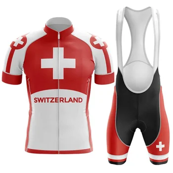 2020 Naujų Šveicarijos Nacionalinės Vėliavos Raudonos Spalvos Kostiumas Vasarą Dviračiu Vienodas Kalnų Lenktynių Sportiniai, Dviračių Džersis