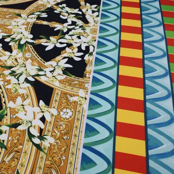Jazminų vėjo malūnai Sicilijos atostogos vėjo skaitmeninės tapybos ruožas satino audinio vasaros suknelė telas tissu tecido shabby chic 