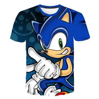 Sonic ežys atspausdintas T-shirt berniukų ir mergaičių mados T-shirt 3D spausdinimo juokinga animacija 2020 nauja vaikų trumpomis Rankovėmis Marškinėliai