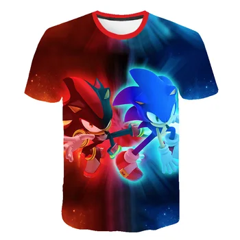 Sonic ežys atspausdintas T-shirt berniukų ir mergaičių mados T-shirt 3D spausdinimo juokinga animacija 2020 nauja vaikų trumpomis Rankovėmis Marškinėliai