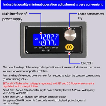 Reguliuojamas Automatinis CC CV Žingsnis Aukštyn Žemyn Spardytis Boost Konverteris Digital Voltmeter Ammeter Įtampos Reguliatorius Maitinimo šaltinis 5V (12V 24V