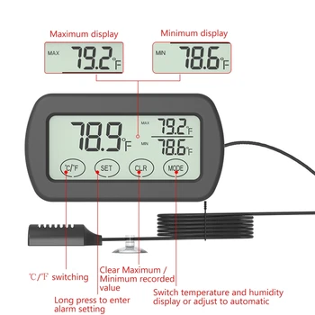 Inkubatorius Termometras su Drėgmėmačiu Max Min suveikimo Temperatūra Drėgmė Monitorius su Zondas