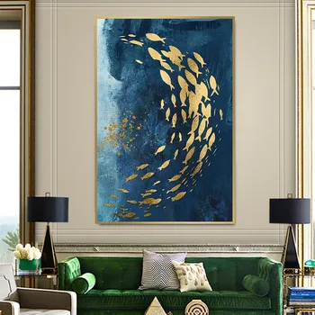 Abstrakčios Drobės Plakatų Ir grafikos Giliai Jūros Aukso Žuvys Šokių Drobės Tapybos Sienos Menas Nuotraukas Kambarį Apdaila