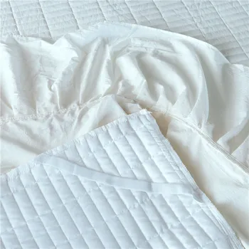 4Pcs Dygsniuotas Medvilnės nėriniai siuvinėjimo prabangus patalynės komplektai karalienė king size antklode padengti nustatyti lova sijonas nustatyti užvalkalas patalyne