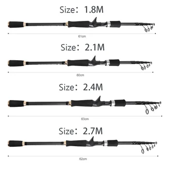 Proleurre Kelionės meškere 1,8 m 2.1 m 2.4 m, 2.7 m Verpimo meškere MH Sunku Teleskopine meškere Anglies Pluošto Casting Rod