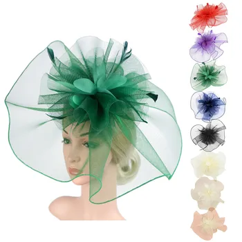 Fascinator Skrybėlę Gėlių, Plunksnų Akių Kentukis arbatėlė Hairband Moterims Gėlių Šukuosena Akių Uždangos Top Hat Z0126
