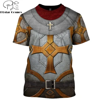 Viduramžių kario šarvai 3D Atspausdintas tamplieriai Vyrų marškinėliai Harajuku vasaros Trumpas rankovės marškinėliai, Unisex Atsitiktinis marškinėliai viršų