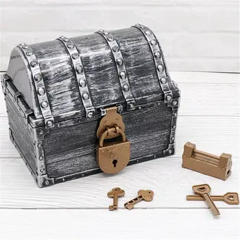 OOTDTY Senovinių Lobių Skrynią Piratų Lobių Skrynią Piratų Dėžutė Su 2 Spynomis Partija Pasisako Vaikų Žaislas Berniukui Dovana