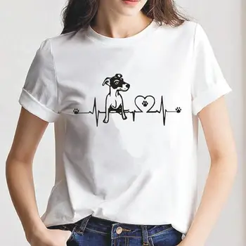 Jack Russell Širdies Juokinga Moterų Marškinėlius trumpomis Rankovėmis Gyvūnų Spausdinti Hipster Marškinėliai Moterims Topai Šunų T-shirt Mergina Tee Marškinėliai Femme