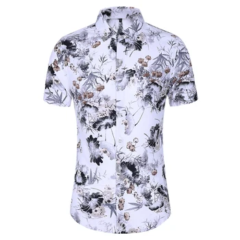 Plus Size 5XL 6XL 7XL vyrų Gėlių Marškinėliai 2019 M. Vasaros Naujo Stiliaus Mados Atsitiktinis Trumpas Rankovėmis Havajų Marškinėliai Vyras Prekės rūbai