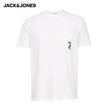 JackJones Vyrų Medvilnės apvalia Iškirpte Išsiuvinėti Alkūnių Rankovėmis T-shirt| 220101547