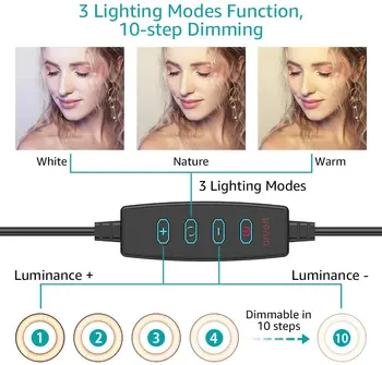 Pritemdomi LED Selfie Šviesos Žiedas su Trikoju Fotografijos Žiedas Lempa su Stovu USB Kištukas Ringlight 