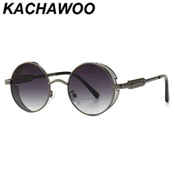 Kachawoo apvalūs akiniai nuo saulės vyrams juoda raudona metalo steampunk saulės akiniai vintage stiliaus moterų retro vasaros saulės skydas karšto pardavimo punktas