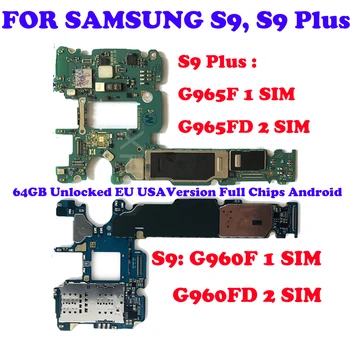 Originalus Plokštė Samsung Galaxy S9 Plus G965F G965FD G960F G960FD Dual Sim Kortelę 64G 128G Atrakinta Logika Valdybos Švarus IMEI