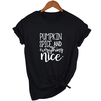 2020 Helovinas Moterų Marškinėliai Moliūgų Prieskonių ir Viską, Gražus Spausdinti Estetinės O-kaklo Tees Apelsinų Derliaus Viršūnes Camisetas Mujer