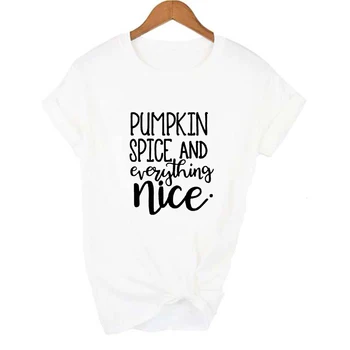 2020 Helovinas Moterų Marškinėliai Moliūgų Prieskonių ir Viską, Gražus Spausdinti Estetinės O-kaklo Tees Apelsinų Derliaus Viršūnes Camisetas Mujer