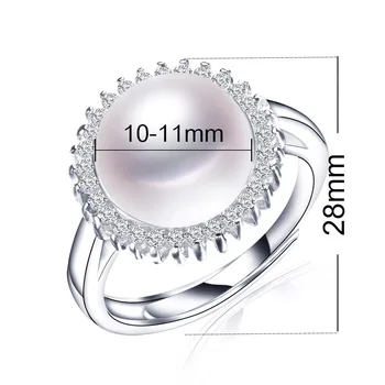 Mados Saulės Formos Žiedas Natūralių Gėlavandenių Perlų Reguliuojamas Žiedo Moterų 925 Sterlingas Sidabro Cirkonis Žiedas, Vestuviniai Papuošalai Dovana