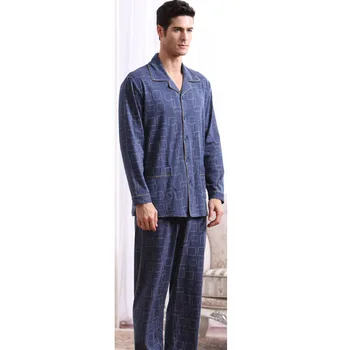 Pajama komplektai vyrams pavasarį 2020 m. rudenį vyrų sleepwear ilgos rankovės ilgis kelnės medvilnė cardigan lounge nustatyti plius dydis 4XL 03