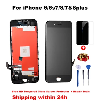 AAA+++LCD Ekranas iPhone 7 8 Plius Jutiklinio Ekrano Pakeitimas Nėra Negyvų Pikselių+Grūdintas Stiklas+Įrankio+TPU atveju