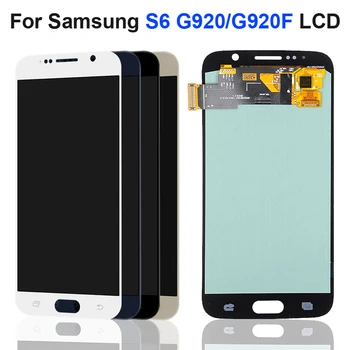 Ekrano G920F LCD Ekranas Jutiklinis Ekranas skaitmeninis keitiklis Asamblėjos 5.1 colių Nėra Negyvų Pikselių Samsung Galaxy S6 G920A G920P Replacemnt