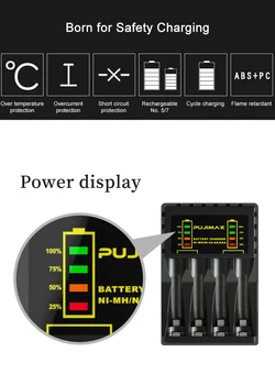 PHOMAX 4 lizdas Smart Baterijų Kroviklis su Trumpo Jungimo Apsauga ir LED indikatorius AAA/AA Įkraunamos Ni-MH/Ni-Cd Baterijos
