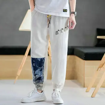 2020 Vyriškos Laisvalaikio Kelnės Lino Haremo Kelnės Vyras Japonų Stiliaus Streetwear Sweatpants Vyrų Mados Bėgiojimo Kelnės Didelis Dydis M-5XL