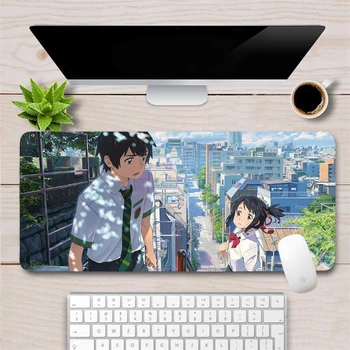 Japonija Jūsų Vardas Anime Pelės Padelį, XL Didelis Žaidimų 60x30cm Kilimėlis Žaidėjus Patvarus Užraktas Krašto Skalbti Otaku Kompiuterio Stalas Kilimėlis
